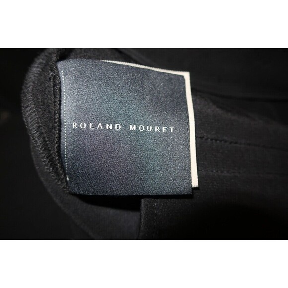 Roland Mouret Black Crepe Wide Leg Pants Wool Silk Lining Cuffed Crop Size 8 10 - Picture 11 of 12